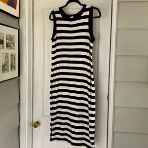 Gap MIDI Dress Navy Blue and White Stripe Size M